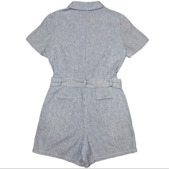 Boden Lucinda Romper Blue White Striped Linen/Cotton US 4 UK 8 - Picture 4 of 6